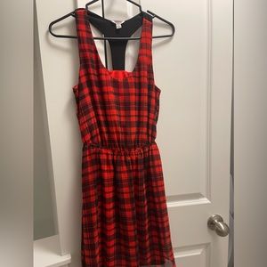 Guess black and red check dress size small